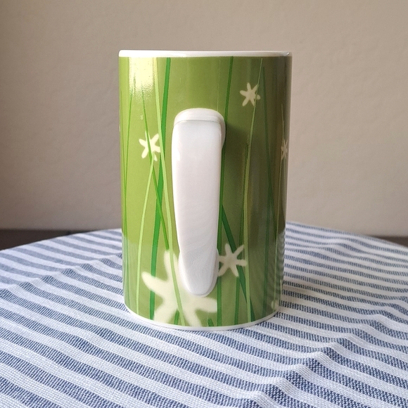 Vintage Y2k '04 Starbucks Coffee Tea Mug Avocado Green, Grass with Daisies, 4.7" - Picture 3 of 9